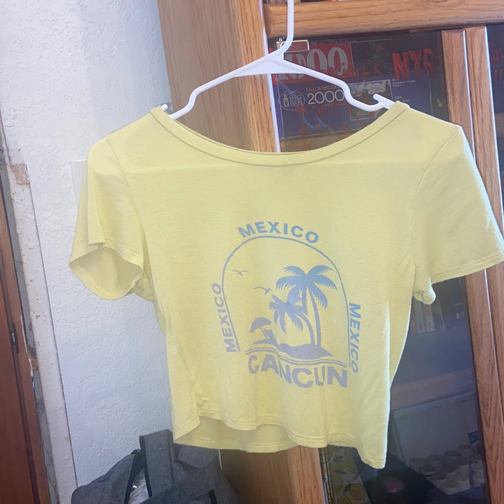 Funky pink brand, yellow Mexico, Cancun crop top